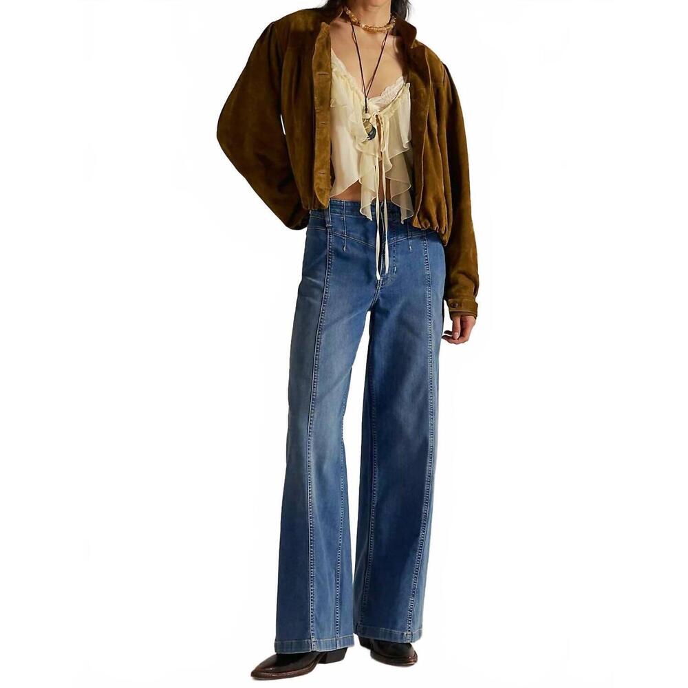 NEW FREE PEOPLE libre wide leg jeans in goodie goodie